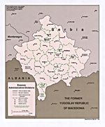 Mapa de las Divisiones Administrativas de Kosovo