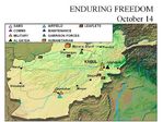 Mapa de la Operación Enduring Freedom, Afganistán 14 Octubre 2001