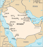 Mapa Politico Pequeña Escala de Arabia Saudita