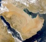 Arabia Saudita y polvareda encima del golfo Pérsico