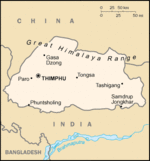 Mapa Político Pequeña Escala de Bután
