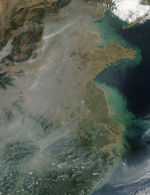Humo y contaminación en China oriental