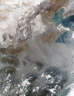 Nieve y contaminación en China oriental