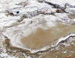 Nieve en el desierto de Taklamakán, China occidental
