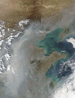 Contaminación encima de China oriental
