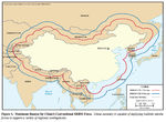 Mapa de los Rangos Máximos de los Misiles Balísticos Convencionales de Corto Alcance de China