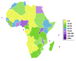 La densidad de población en África 2006