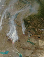Cicatrices de fuegos y fuegos de fines de temporada en Kazajistán