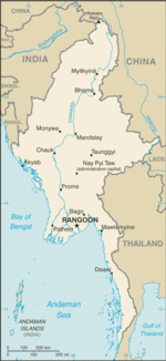 Mapa Politico Pequeña Escala de Birmania (Myanmar)