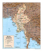 Mapa de Relieve Sombreado de Birmania (Myanmar)
