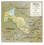 Mapa de Relieve Sombreado de Uzbekistán