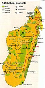 Mapa de los Productos Agrícolas de Madagascar