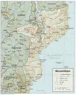 Mapa de Relieve Sombreado de Mozambique