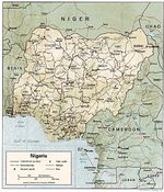 Mapa de Relieve Sombreado de Nigeria 1993