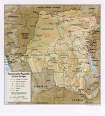 Mapa de Relieve Sombreado de la República Democrática del Congo (Zaire)