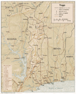Mapa de Relieve Sombreado de Togo