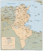 Mapa de Relieve Sombreado de Túnez