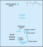 Mapa Político Pequeña Escala de las Islas Cocos, Océano Índico, Australia