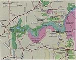 Mapa de la Región del Parque Nacionall Gran Cañón, Arizona, Estados Unidos