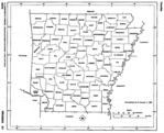Mapa Blanco y Negro de Arkansas, Estados Unidos