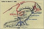 Mapa de la Batalla de Pea Ridge, Arkansas, Estados Unidos, 7 Marzo 1862