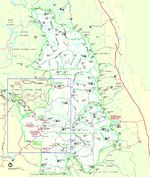 Mapa de los Parques Nacionales Sequoia y Cañoñ Kings, California, Estados Unidos