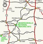 Mapa de la Región del Sitio Histórico Nacional Andersonville, Georgia, Estados Unidos