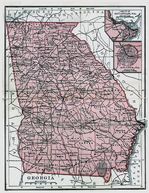 Mapa del Estado de Georgia, Estados Unidos 1895