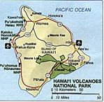Mapa de la Región del Parque Nacional Hawái Volcanoes, Hawái, Estados Unidos