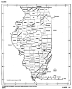 Mapa Blanco y Negro de Illinois, Estados Unidos