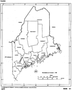 Mapa Blanco y Negro de Maine, Estados Unidos