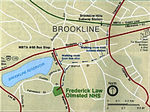 Mapa de Ubicación del Sitio Histórico Nacional Frederick Law Olmsted, Massachusetts, Estados Unidos