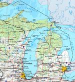 Mapa de Relieve Sombreado de Michigan, Estados Unidos