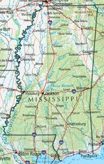 Mapa de Relieve Sombreado de Misisipi, Estados Unidos