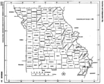Mapa Blanco y Negro de Missouri, Estados Unidos