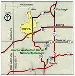 Mapa de la Región del Monumento Nacional George Washington Carver, Missouri, Estados Unidos
