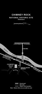 Mapa del Parque Sitio Histórico Nacional Chimney Rock, Nebraska, Estados Unidos