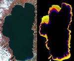 Imagen radar con el color como altura, Estado de Bahía, Brasil