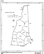 Mapa Blanco y Negro de Nuevo Hampshire, Estados Unidos