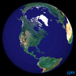 Imagen esférica de la tierra centrada en América del Norte