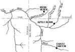 Mapa de la Región del Monumento Nacional de las Ruinas Aztecas, Nuevo México, Estados Unidos