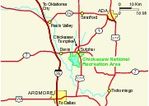 Mapa de la Región del Chickasaw Área Nacional de Recreación, Oklahoma, Estados Unidos