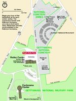 Mapa Detallado del Centro de Visitantes y Cementerio Nacional del Parque Militar Nacional de Gettysburg, Pensilvania, Estados Unidos