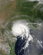 Huracán Claudette encima de la costa de Texas