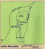 Mapa Detallado de Lewis Mountain, Parque Nacional Shenandoah, Virginia, Estados Unidos