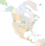 Mapa mudo colorado de América del Norte