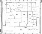 Mapa Blanco y Negro de Wyoming, Estados Unidos