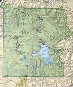 Mapa del Parque Nacional Yellowstone, Wyoming, Montana, Idaho, Estados Unidos