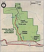 Mapa del Parque del Monumento Nacional Fossil Butte, Wyoming, Estados Unidos