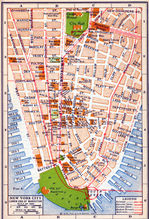 Mapa del Lower End Manhattan, Ciudad de Nueva York, Nueva York, Estados Unidos 1916